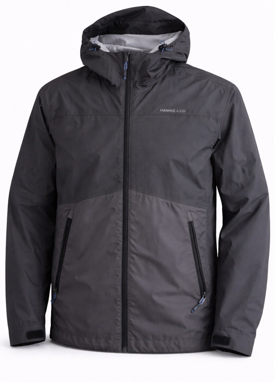 Hawke & Co Jacket Mens S Gray Hooded Windbreaker Rain Full Zip Waterproof